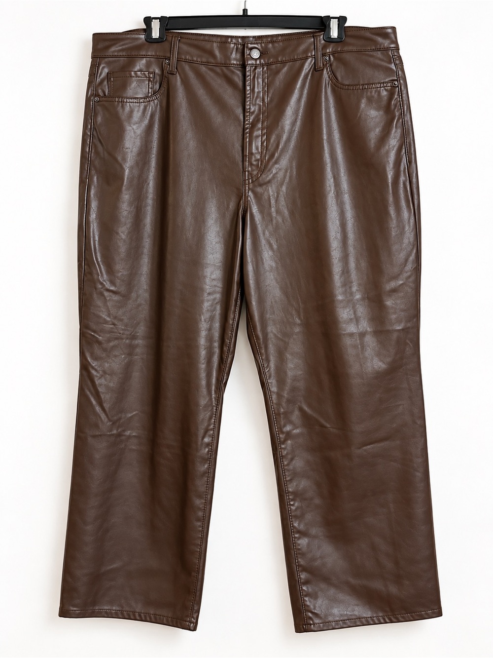 Old Navy Size 22 Brown Faux Leather Bootcut Pants Y2K
